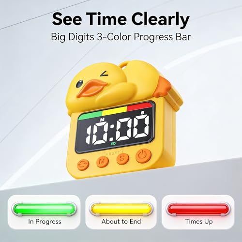 Dolidream Shower Timer Cute Duck Bathroom Toilet Kids Visual Timer | Waterproof Suction Cup for Wall Mount Swim, Rechargeable (Yellow) - image 4