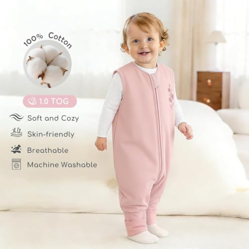 Image of Chilsuessy Toddler Sleep Sack with Feet 1.0 Tog Soft Wearable Blanket Baby 2-3T