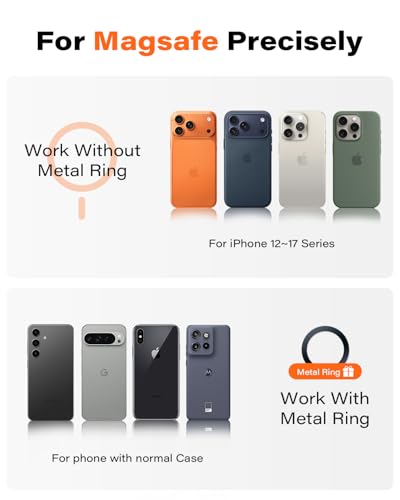 OQTIQ Phone Cup Holder for Car Mount Compatible with MagSafe, Quick Extension Long Arm and 360° Rotation, Fits 3"-4" Cup Holders - Stable & Secure for iPhone 12-17 Series, Not Charger