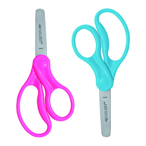 Westcott Scissors For Kids, 5" Blunt Safety Scissors, Assorted, 2 Count (Pack Of 1) (13168) #TOP1