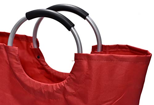 Collapsible Fabric Laundry Hamper - Portable, Foldable Large Capacity Laundry Basket, Durable Comfortable Padded Carry Handles, Self Standing Washing Bin, Folds Easily In Laundry Room Storage. (Red) #TOP2