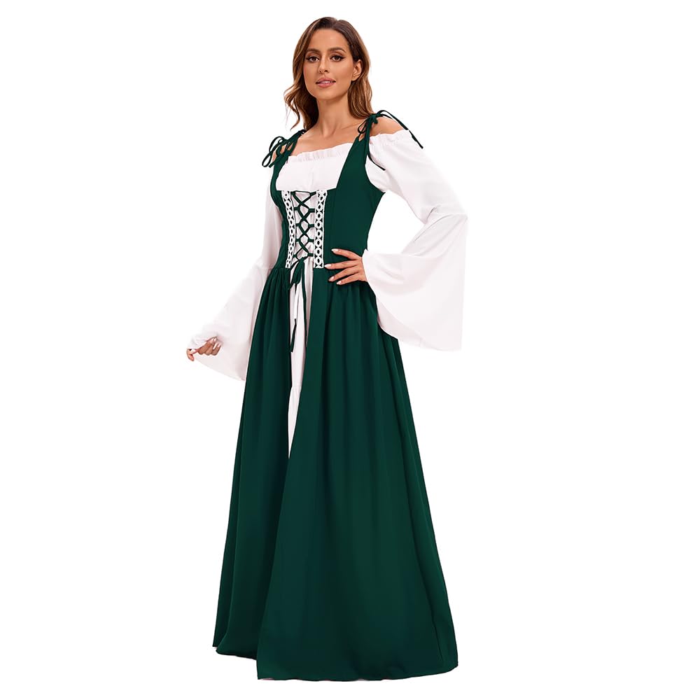 Gammify Women's Medieval Dress Renaissance Costume Victorian Queen Dress Princess Dresses Costume Trumpet Gothic Sleeves Maxi Dress - Image 3