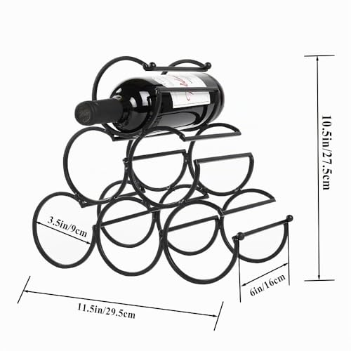 Foto von JHY DESIGN Eisen Tisch Weinregal, Wein Flaschenregal Weinregale Freistehender Weinhalter Weinflaschenhalter Tragbarer Weinschrank für Home Counter Bar Küche (6 Flaschen Design, Dia 9cm)