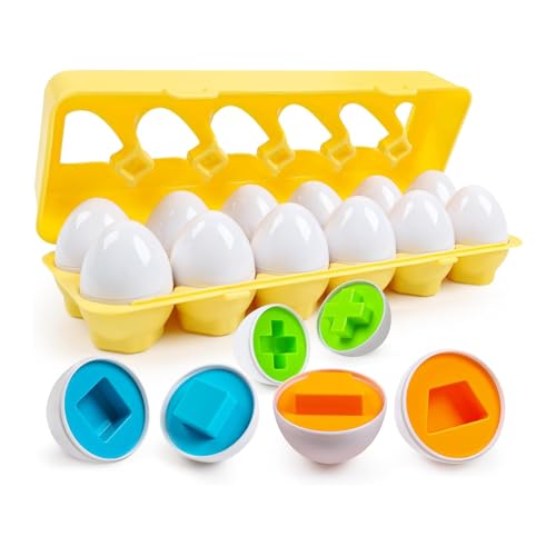Consejos para Comprar aurrera jugueteria disponible en línea para comprar. 43 Huevos Geométricos Montessori Juguete Educativo, Juguete de Clasificación de Colores y Emparejamiento de Formas para Desarrollo de Habilidades Motoras Finas, 12 Piezas, para...