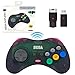 Retro-Bit Official Sega Saturn 2.4 GHz Wireless Controller 8-Button Arcade Pad for Sega Saturn, Sega Genesis Mini, Switch, PS3, PC, Mac - Includes 2 Receivers & Storage Case (Slate Gray)