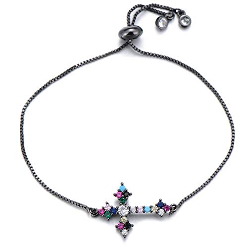 Chaîne de bijoux croix en zircon multicolore pour briller à l'école et en fête