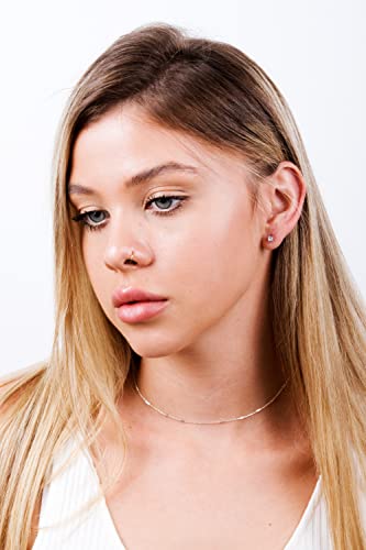 Tooliks - Delicate Sterling Silver 925 Choker Necklace - Handmade Short Satellite Chain With Tiny Tube Bars - Length 13.5 + 3" Extender #TOP4