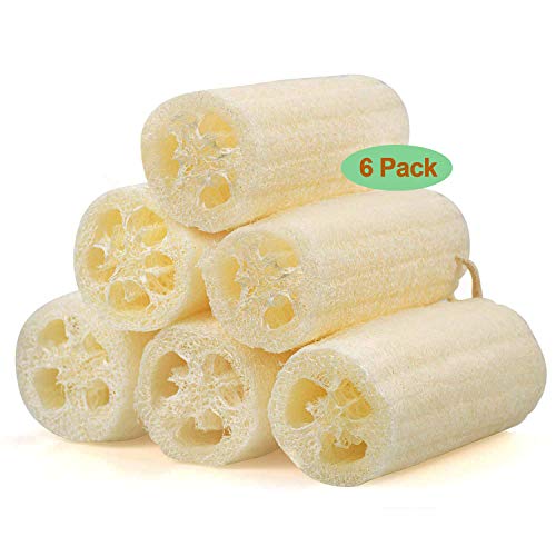 WOWLED 6 Pack Natural loofah Shower, Premium Loofahs, loofah Sponge, Shower Loofah, Exfoliating Luffa Bath Sponge, No Bleaching Shower Loofah Body Wash Scrubbers for Removing Dead Skin