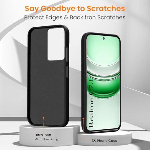 Image of Jkobi Back Cover Case for Realme C73 (Textured Grip Design | Micro-Fiber Cloth Inside | Slim and Light Weight | Soft Touch and Feel | Black)