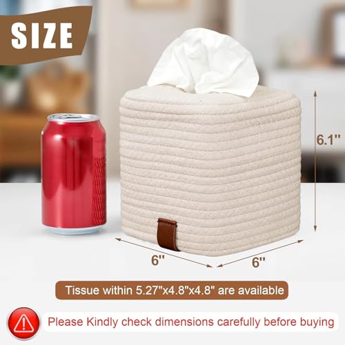 Cream Kosmetiktücherbox quadratisch - Taschentücher Box Spender, Tissue Box Cover, Stilvolle Taschentuchbox, Kosmetiktücher Boxen, Kosmetiktuchbox, Taschentuch Boxen für Heim und Office