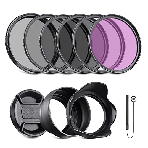 NEEWER 82mm ND Filter Pack and Lens Accessories, ND2 ND4 ND8 UV FLD CPL Filter Kit with Lens Cap, 82 mm