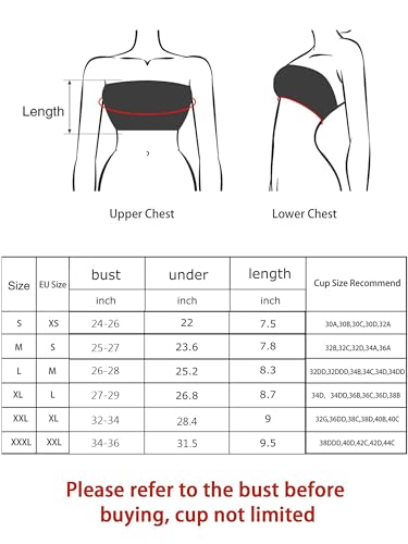 Women's Padded Strapless Bandeau Bra Seamless Tube Top