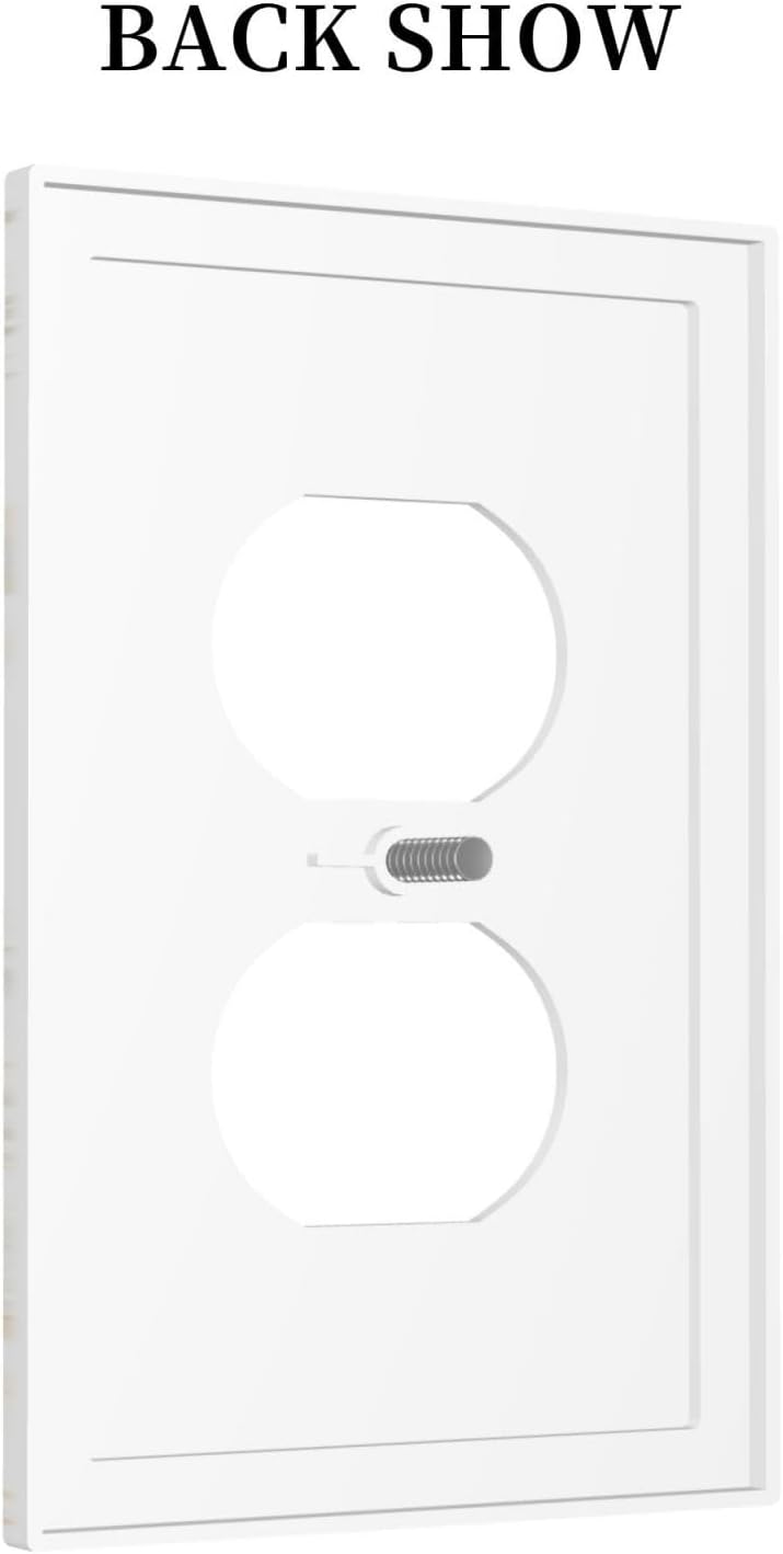 White Gold Marble Print Outlet Covers Light Switch Cover Decorative Wall Plate Electrical Faceplate for Bathroom Kitchen Bedroom 5" x 3"