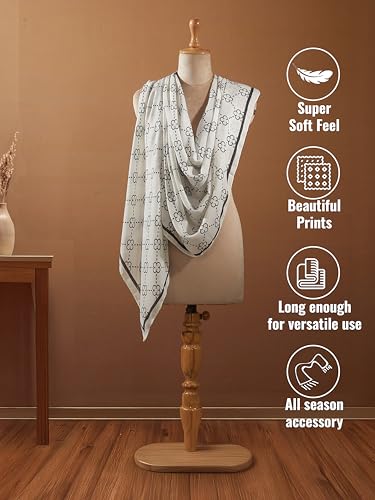 Image of Viscose Scarf for Women | Lightweight & Long | Stole for Women - Stylish Design | Neck Scarf, Hair Scarf, & Head Scarf for Women & Girls | All Season Accessory
