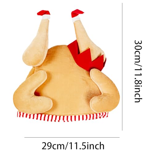 Adults Roasted Turkey Hats Funny Thanksgiving Accessories Costume Hats | Roasted Turkey Hats for Women Men, Soft Plush Lightweight Costume Hats, Novelty Headwear for Holiday Party - image 3