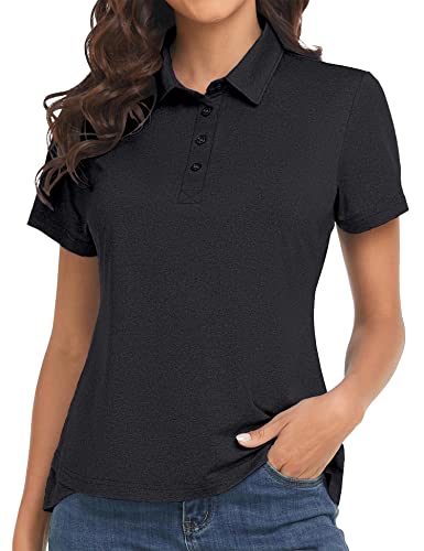 Polu Womens Polo Shirts Short Sleeve Collared Shirt Dry Fit Button Down Shirt Casual Blackgrey Xl #TOP16