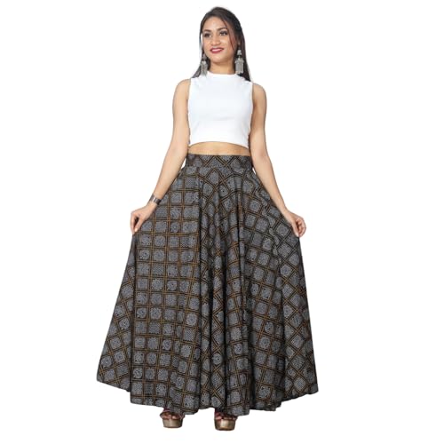 Image of JYESHTA Women's American Crepe Flared A Line Stitched Long Skirt with 12 Mtr Flare 40 in Height | Skirts for Women Long Length | Long Skirts for Girls