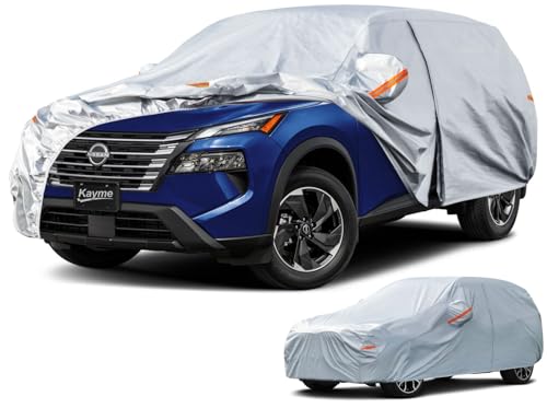 Image of Kayme 6 Layers SUV Car Cover Custom Fit for Nissan Rogue (2007-2025) Waterproof All Weather for Automobiles, Outdoor Full Cover Rain Sun UV Protection.Silver