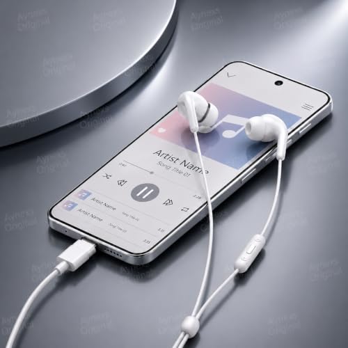 Image of Original Wired Earphone Compatible with XIAOMI Type-C in-Ear Earphones with 12.4mm Drivers, HD Microphone, and IP54 Dust & Water Resistance (White)