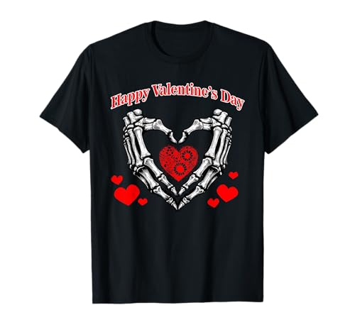 Esqueleto mano corazón día de San Valentín amor hombres mujeres niños Camiseta