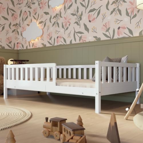 Crazy Pine Montessori Kinderbett Crazy Basic 120x200 cm - 19 cm Füße - Weiß