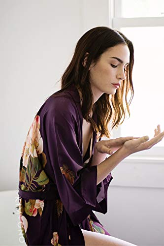 Luxury Kimono Robe for Women | Long Floral Robe | Peony & Butterfly - Black | Original Design | Removable Waist Tie Closure | Soft Lightweight Fabric | One Size4