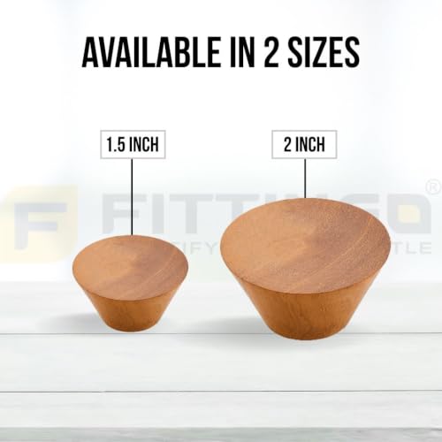 Image of 10 Pack Natural Wood Drawer Knobs - Teak Wood Cabinet Door Knobs for Kitchen Cabinets, Cupboards, Dressers & Wardrobes | 1.5 Inch-| 3 Years Warranty |