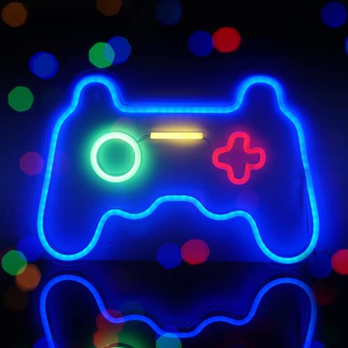 Gamepad Neon Sign Light Bedroom Wall Decor Gaming Lights Teen Boys Room Decor LED Wall Sign Playstation Light Up Sign Video Game Room Accessories for Gamer Gift Birthday Party Room Decorations