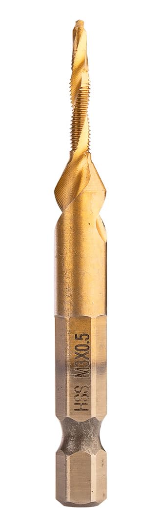 NEO TOOLS Gwintownik HSS powłoka TiN HEX 1/4" dla profesjonalistów i majsterkowiczów Maksymalna prędkość obrotowa: 1000 obr./min, jednoczesne wiercenie i gwintowanie