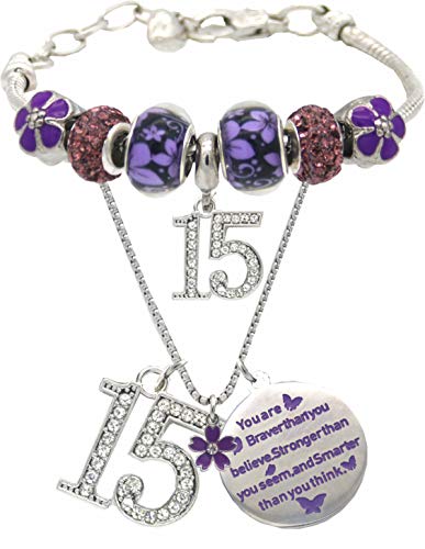 Product Image of the VeryMerryMakering 15th Birthday Bracelet Necklace, recuerdos para 15 anos quinceaneras