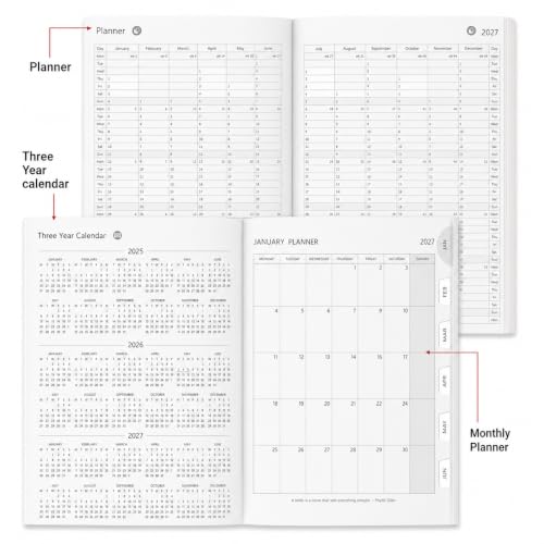 Image of 2027 Diary with Dates, 2027 Daily Planner Full Page Per Day with Monthly Calendar, New Year Diary 2027 80 GSM Size B5 25x17cm, 365 Days Aesthetic Book & Daily Notebook - Wood Grey
