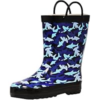 NORTY Rubber Rain Boots for Kids - Waterproof Rubber Boots Boys and Girls Solid & Printed Rainboots for Toddlers and Kids - Camouflage Shark