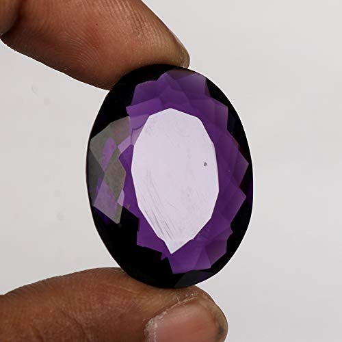 REAL-GEMS Violet Amethyst 57.10 Ct Oval Shaped Healing Crystal2