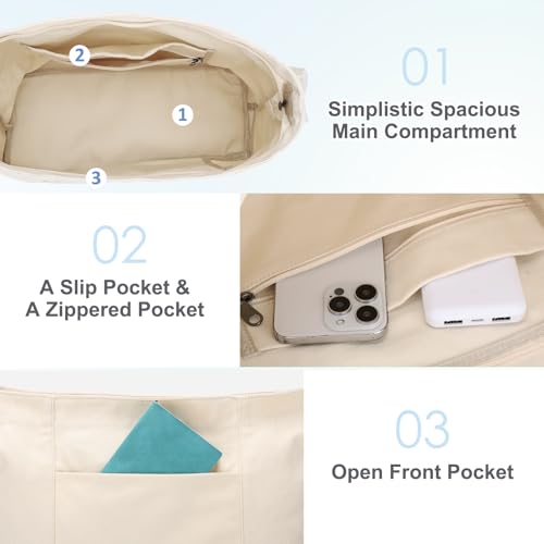 Image of VASCHY Canvas Messenger Tote Bag, Lightweight Casual Crossbody Slouchy Shoulder Hobo Side Bag for Men and Women