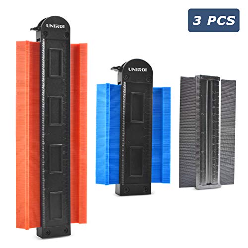 UNIROI Medidor de Contornos con Cierre, 3 Piezas Calibre de Perfil para Copiar Contornos y Medir Forma Irregular, Medida de Forma Perfil para Esquinas y Contorneadas (5, 6 y 10 pulgadas) - UC006