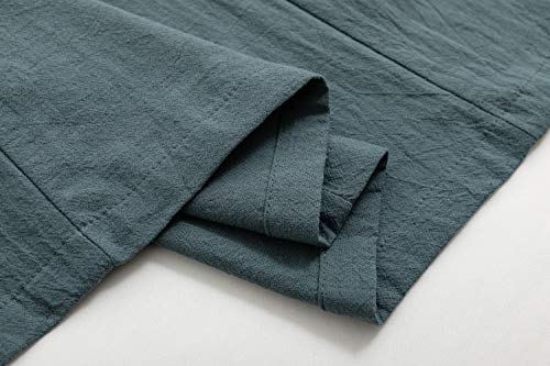 Image of Mens Japanese Kimono Cardigan Cotton Linen Haori Fashion 3 /4 Sleeve Yukata | Shawl Collar Kimono Jacket Robe Embroidery Patchwork Happi Coat Tie Pockets Lightweight Outerwear Daily Casual All Seasons