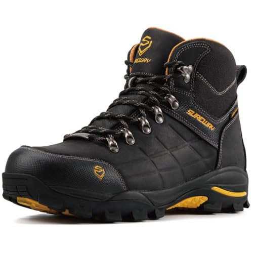 Image of SUREWAY Men's Waterproof Steel /Soft Toe 6 inch Work Boot, Slip Resistant Leather Ankle Safety Boot for Construction,Roofing & Hunting,Comfort & Durability