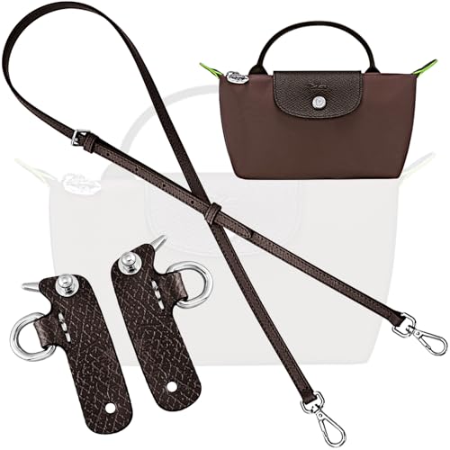 Image of Mocha Bag Leather Purse Strap Replacement Adjustable Crossbody Shoulder Straps for XS MINI Pouch, No Damage Conversion Kits Accessories moka color (MINI-Mocha-Silver)