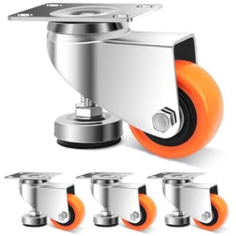 W B D WEIBIDA 6-inch zwenkwielen Heavy Duty met dubbele vergrendeling, polyurethaan wielen met 2400Lbs laadvermogen, Quite & dikke stalen duurzame zwenkwielen voor karren, meubels, set van 4