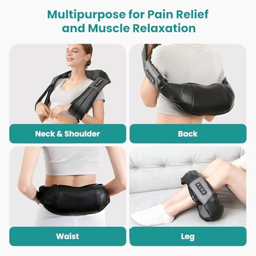Nekteck Shiatsu Back Neck Massager,2026 Upgraded 3D Back Shoulder Kneading Massage Pillow, Deep Kneading Shoulder Massager with Heat, Waist Massage Pillow for Home Car and Office Use (NOT Cordless) - 4
