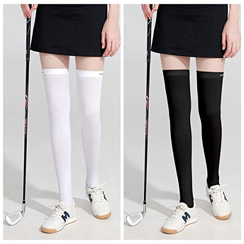 Image of Golf Sun Protection Socks UPF50+ Overknee Stocking Ice Silk Breathable Cool Socks for Women School Outdoor Sports