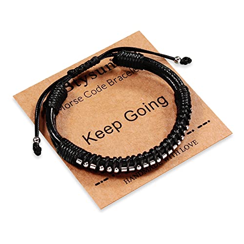 Inspirational Gifts for Men Morse Code Bracelets Mens Bracelets Graduation Gifts for Him Fathers Day Adjustable Leather Bracelet Motivational Birthday Annivesary Jewelry Stocking Stuffers for Men