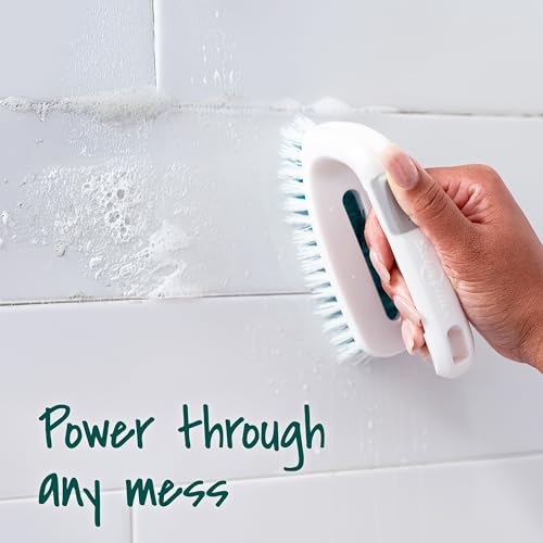 Image of Scotch-Brite All Purpose Brush - Durable Bristles for Tile Floors, Walls, Shower Doors, Tubs & Bathroom Fixtures, Ergonomic Non-Slip Handle, Multi-Surface Cleaning Tool, Easy to Rinse & Store, 1 Count