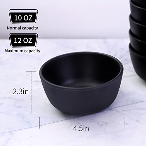 Tp Unbreakable Soup Bowls, 22 Ounce Melamine Bowls Set, 4.5" Cereal Bowl, Chip Resistant, Bowls For Kitchen, Black Bowls For Cereal Soup Rice Pasta Salad Oatmeal, Set Of 6-Matte #TOP4