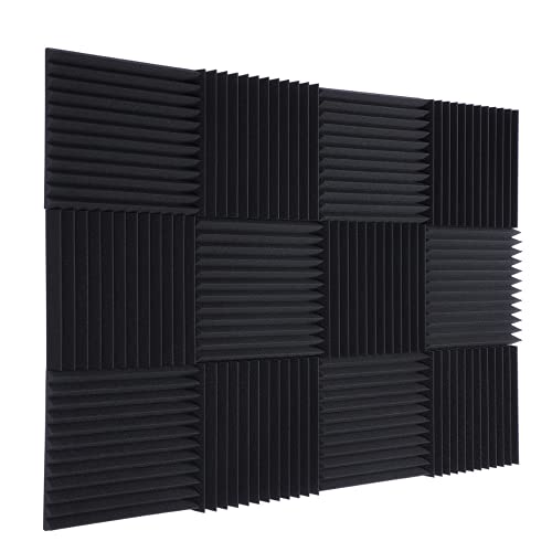 TRUE NORTH Acoustic Foam Panels 12 Pack (1 or 2 Inch Thick) â€“ Acoustic Panels Sound Absorbing, Studio Acoustic Foam 2 Inch, Sound Foam Panels, Sound Deadening Foam, Sound Panels, Espuma Acustica