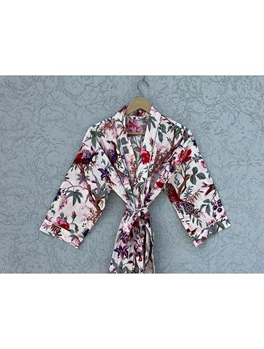 Image of Hand block print Cotton Kimono bikini cover up,Indian Hand block print Cotton Bath Robe,Swim Wear,Nighrwere Dressing Gown