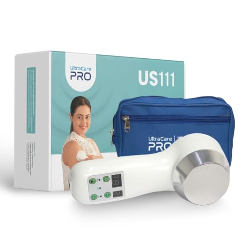 UltraCare PRO फिजियोथेरेपी के लिए यूएस 111 पोर्टेबल अल्ट्रासाउंड मशीन | घर और क्लिनिक के लिए उपकरण | 1 साल की वारंटी, सफेद के साथ पीठ, घुटने, कंधे और 
