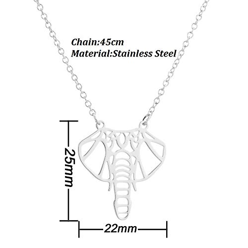 Collier origami éléphant finitions de précision pendentif graphique - 2