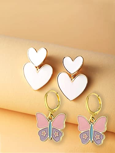 Image of Yellow Chimes Fashion Women Combo Earrings Set | 2 Pairs Korean Style White Earrings