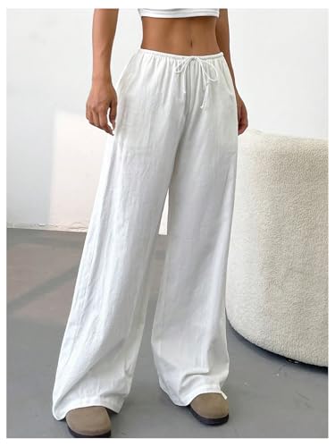 SHENHE Girl's Wide Leg Baggy Pants Drawstring Summer Boho Beach Palazzo Pants with Pockets4